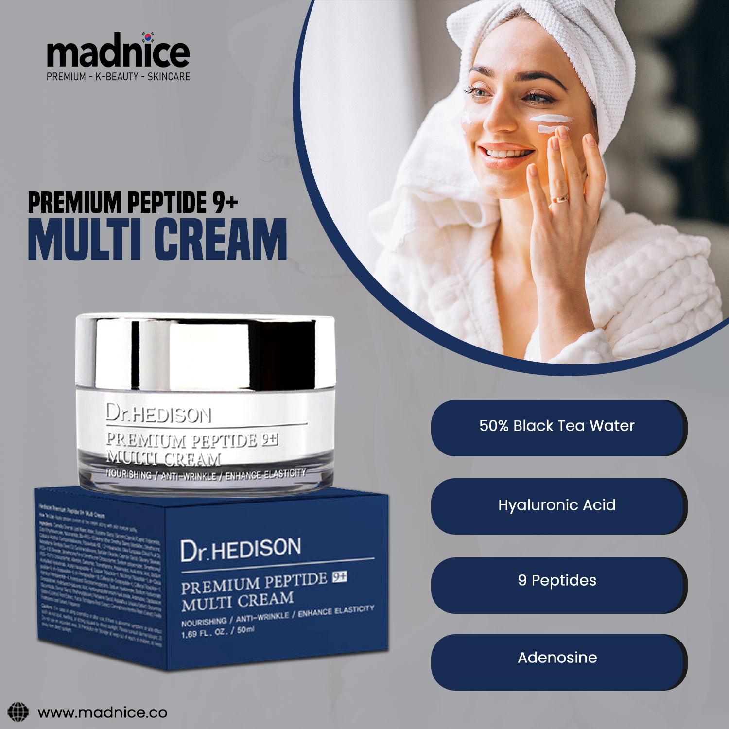Dr. Hedison Premium Peptide 9+ Multi Cream - 50ml
